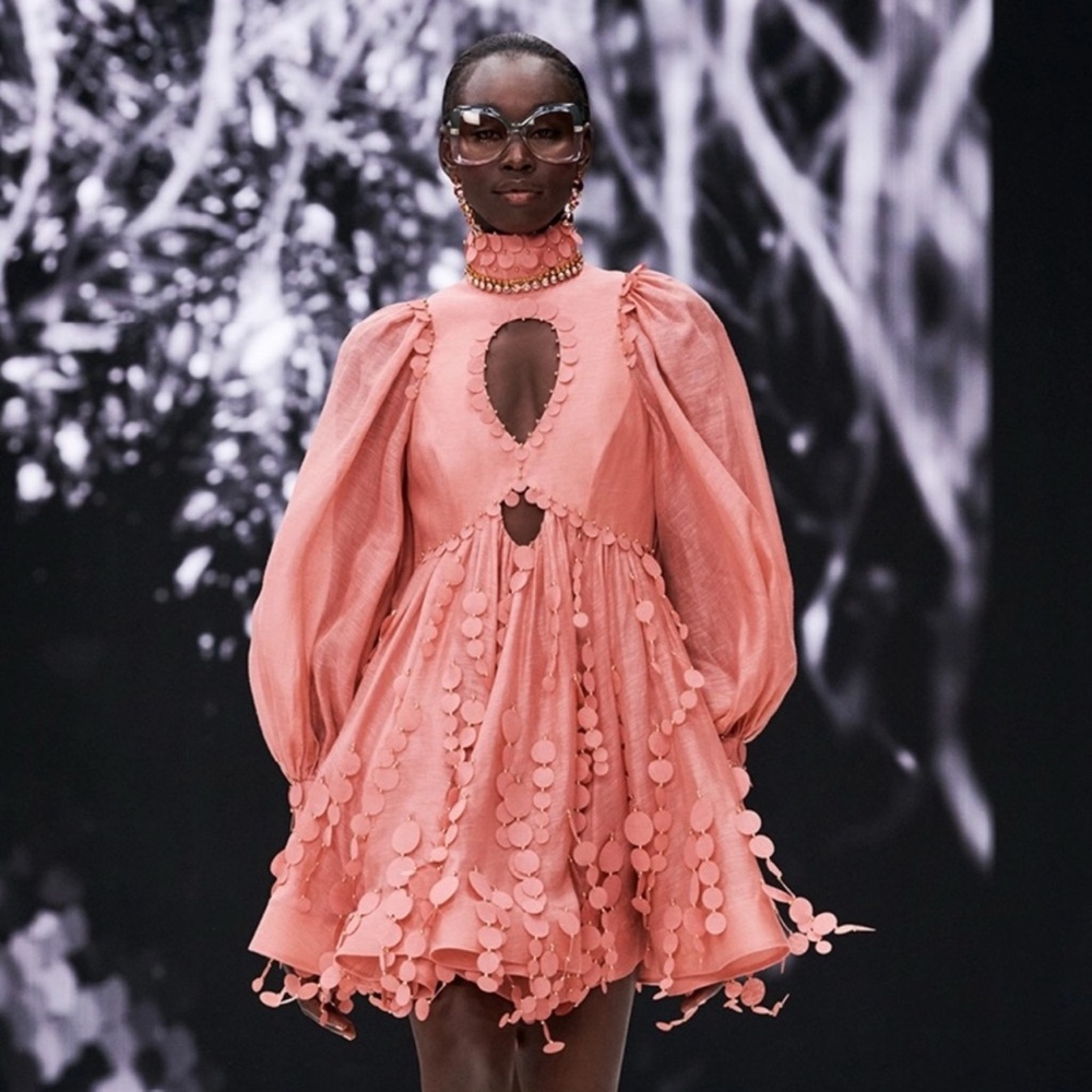 Zimmermann Peach Long Sleeve Dress